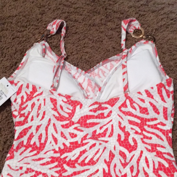 Michael Kors Wrap Front One Piece Coral Mosaic - Picture 8 of 9